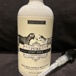 Beekman 1802 Goat Milk Hand Body Wash 12.5 oz Fragrance Free New, With Pump